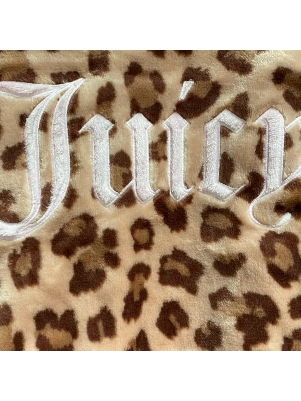 Juicy Couture JC Logo Leopard Super Soft Plush Short Robe Women’s Sz L/XL NEW